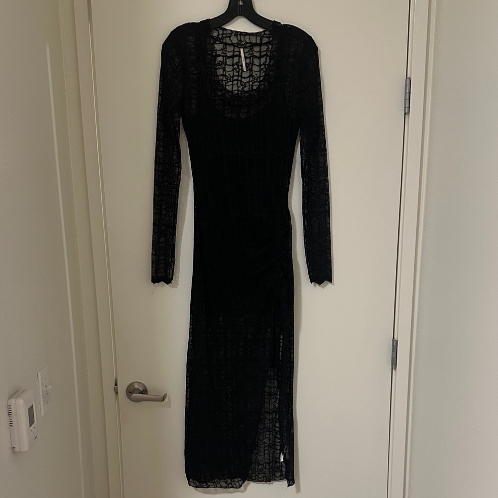 Free People Black Lace Midi Dress